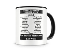 Tasse mit dem Motiv Einzelhandelskauffrauen sind Tasse Modellnummer  schwarz/schwarz