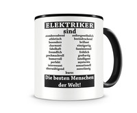 Tasse mit dem Motiv Elektriker sind Tasse Modellnummer  schwarz/schwarz