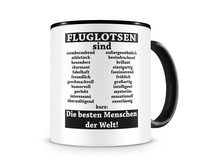 Tasse mit dem Motiv Fluglotsen sind Tasse Modellnummer  schwarz/schwarz