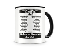 Tasse mit dem Motiv Immobilienmakler sind Tasse Modellnummer  schwarz/schwarz