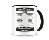 Tasse mit dem Motiv KFZ-Mechaniker sind Tasse Modellnummer  schwarz/schwarz