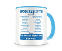 Tasse mit dem Motiv Logistiker sind Tasse Modellnummer  hellblau/hellblau