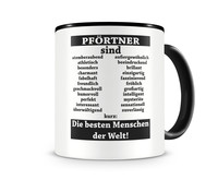 Tasse mit dem Motiv Pfrtner sind Tasse Modellnummer  schwarz/schwarz