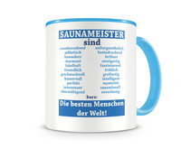 Tasse mit dem Motiv Saunameister sind Tasse Modellnummer  hellblau/hellblau