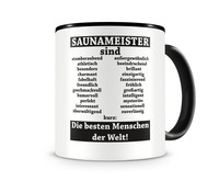 Tasse mit dem Motiv Saunameister sind Tasse Modellnummer  schwarz/schwarz