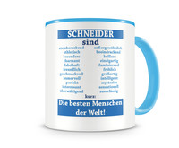 Tasse mit dem Motiv Schneider sind Tasse Modellnummer  hellblau/hellblau