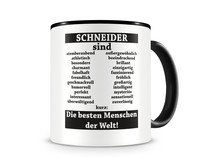 Tasse mit dem Motiv Schneider sind Tasse Modellnummer  schwarz/schwarz