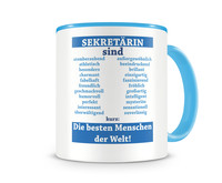 Tasse mit dem Motiv Sektretrin sind Tasse Modellnummer  hellblau/hellblau