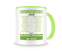 Tasse mit dem Motiv Staplerfahrer sind Tasse Modellnummer  grn 902/grn 902