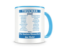 Tasse mit dem Motiv Trucker sind Tasse Modellnummer  hellblau/hellblau