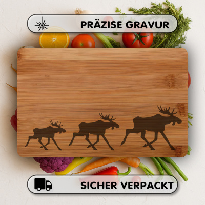 Frhstcksbrettchen mit Estland Elch Karawane Gravur - Ansicht 3