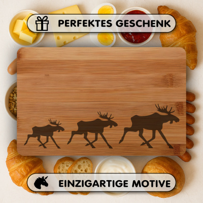 Frhstcksbrettchen mit Estland Elch Karawane Gravur - Ansicht 4