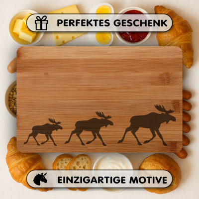 Frühstücksbrettchen mit Finnland Elch Karawane Gravur - Ansicht 4