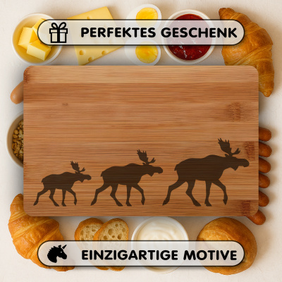 Fr�hst�cksbrettchen mit Norwegen Elch Karawane Gravur - Ansicht 4