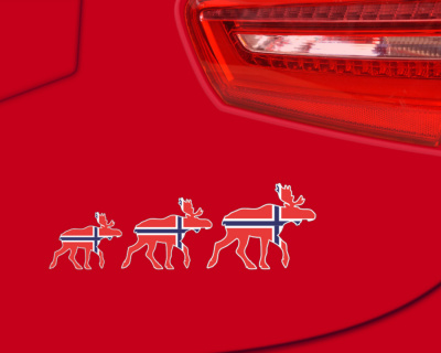 Elch Karawane Aufkleber in den Landesfarben von Norwegen - Ansicht 7