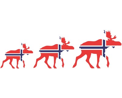 Elch Karawane Aufkleber in den Landesfarben von Norwegen