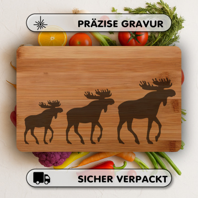 Frhstcksbrettchen mit Kanada Elch Karawane Gravur - Ansicht 3