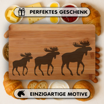 Frhstcksbrettchen mit Kanada Elch Karawane Gravur - Ansicht 4