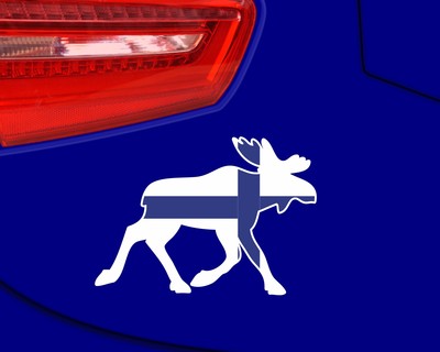 Elch Aufkleber in den Landesfarben von Finnland