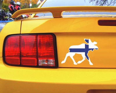 Elch Aufkleber in den Landesfarben von Finnland - Ansicht 3