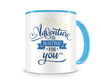Tasse mit dem Motiv Adventure Is Waiting Tasse Modellnummer  hellblau/hellblau