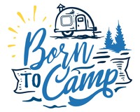 Born to Camp Schriftzug Aufkleber Aufkleber Modellnummer  hellblau