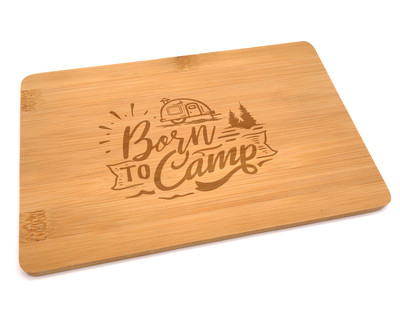 Frhstcksbrettchen mit Born to Camp Gravur