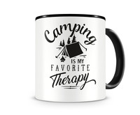 Tasse mit dem Motiv Camping Is My Therapy Tasse Modellnummer  schwarz/schwarz