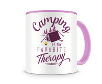 Tasse mit dem Motiv Camping Is My Therapy Tasse Modellnummer  rosa/rosa