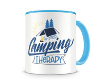 Tasse mit dem Motiv Camping Therapy Tasse Modellnummer  hellblau/hellblau