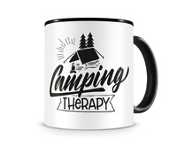 Tasse mit dem Motiv Camping Therapy Tasse Modellnummer  schwarz/schwarz