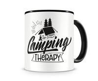 Tasse mit dem Motiv Camping Therapy Tasse Modellnummer  schwarz/schwarz