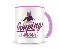 Tasse mit dem Motiv Camping Therapy Tasse Modellnummer  rosa/rosa