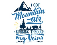 Mountain Air In My Veins Schriftzug Aufkleber Aufkleber Modellnummer  hellblau