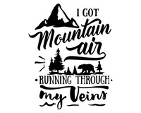 Mountain Air In My Veins Schriftzug Aufkleber Aufkleber Modellnummer  schwarz