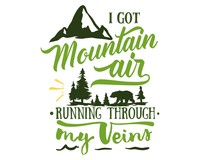Mountain Air In My Veins Schriftzug Aufkleber Aufkleber Modellnummer  grün 902