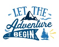 Let The Adventure Begin Schriftzug Aufkleber Aufkleber Modellnummer  hellblau