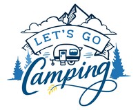 Let”s Go Camping Schriftzug Aufkleber Aufkleber Modellnummer   hellblau