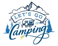 Let”s Go Camping Schriftzug Aufkleber Aufkleber Modellnummer  hellblau