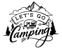 Let”s Go Camping Schriftzug Aufkleber Aufkleber Modellnummer   schwarz