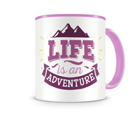 Tasse mit dem Motiv Life Is An Adventure Tasse Modellnummer  rosa/rosa