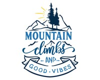 Mountain Climbs And Good Vibes Schriftzug Aufkleber Aufkleber Modellnummer  hellblau