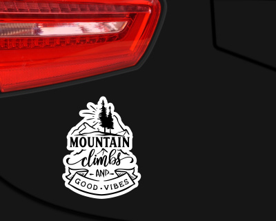 Mountain Climbs And Good Vibes Schriftzug Aufkleber - Ansicht 2