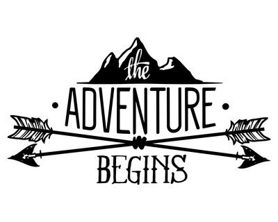 Adventure Begins Schriftzug Aufkleber