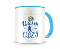 Tasse mit dem Motiv Warm & Cozy Tasse Modellnummer  hellblau/hellblau