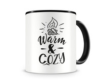 Tasse mit dem Motiv Warm & Cozy Tasse Modellnummer  schwarz/schwarz