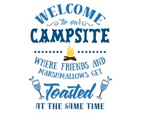 Welcome To Our Campsite Schriftzug Aufkleber Aufkleber Modellnummer  hellblau