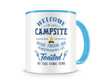 Tasse mit dem Motiv Welcome To Our Campsite Tasse Modellnummer  hellblau/hellblau