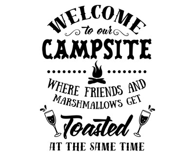 Welcome To Our Campsite Schriftzug Aufkleber