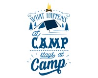 What Happens At Camp Stays At Camp Schriftzug Aufkleber Aufkleber Modellnummer  hellblau
